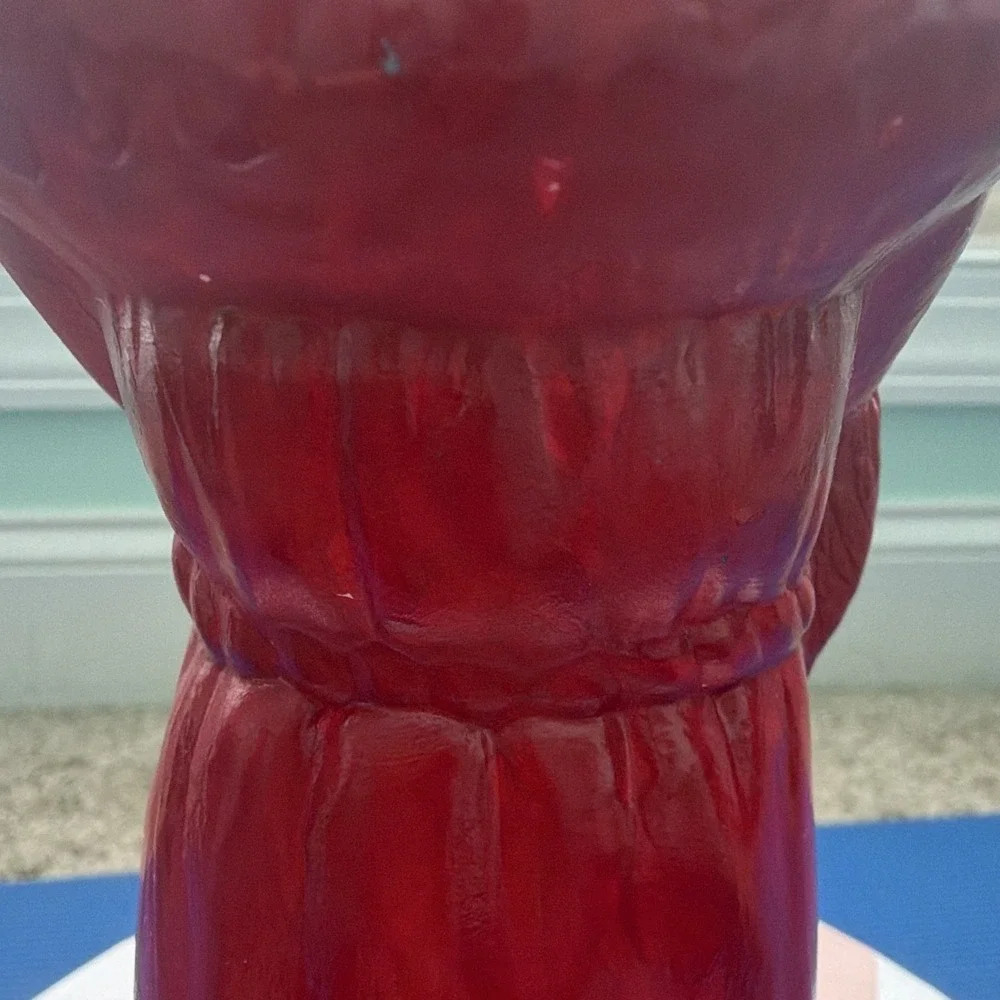 Vintage Mid-Century 1950/1960s African American Santa Blow Mold Figure Signed MD
